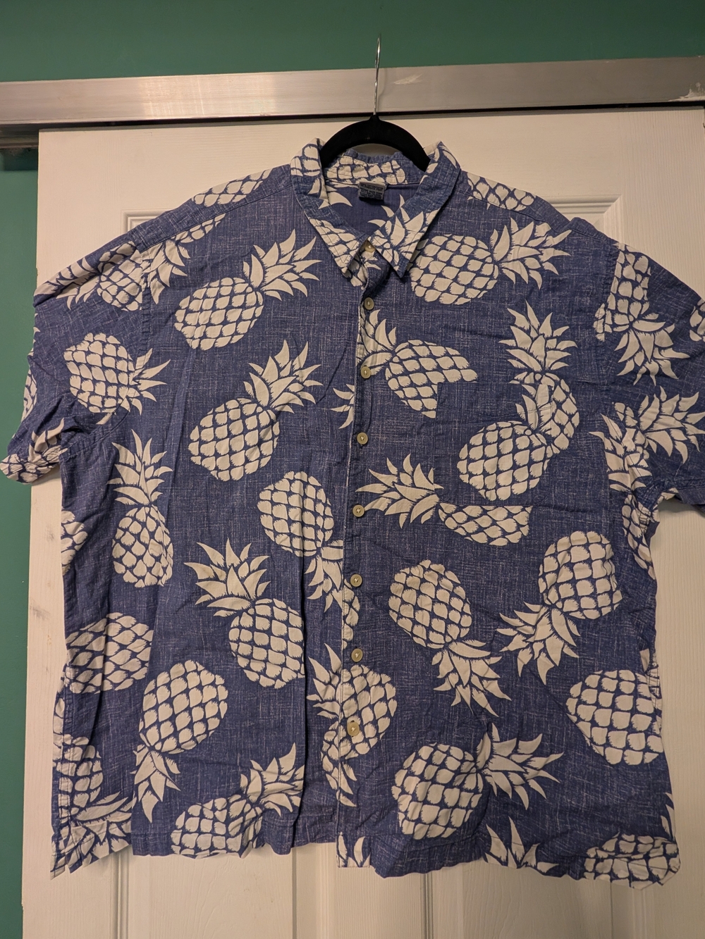 Old Navy Blue Short-Sleeve Pineapple Button-Down Shirt